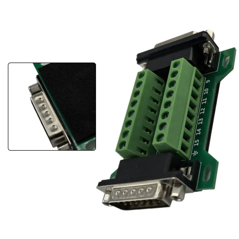 DB15MF-A Terminal Block Adapter Board Featuring Solderless Male Female Connectors for Electronic Wiring Projects