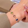 Colorful Heart Zircon Bracelet - European and American Style Alloy Heart-Shaped Dopamine Design
