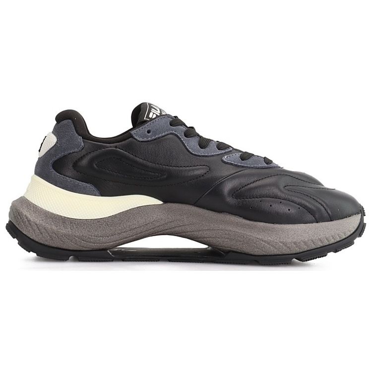 Fila Fusso Icona Fabric Top Layer Cowhide Two Layer Suede Leather Fashion Sports Low Top Casual Shoes Men Sneaker Black Gray F12M213113FBT