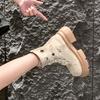 Retro Heightening Thin Thick-soled Martin Boots Women's 2025 New Spring and Autumn Versatile Hollow Western Cowboy Short Boots