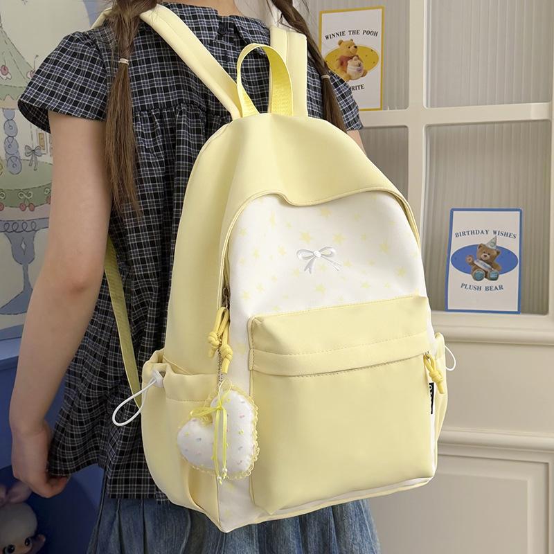 Schoolbag: Japanese-style fresh and sweet color-block backpack, for girls, junior high, high school, and college students, versatile casual backpack