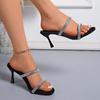 2026 Summer Plus Size Women's Rhinestone Open-Toe High Heels