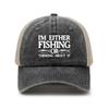 Unisex Baseball Cap with Im Either Fishing or Thinking About It Design Gray Beige Trucker Hat for Outdoor Casual Wear