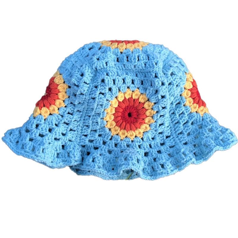 Handmade Crochet Bucket Hat Cute Ladies Outdoor Sports Fisherman Cap for Women Teenagers Casual Spring Summer Sunscreen