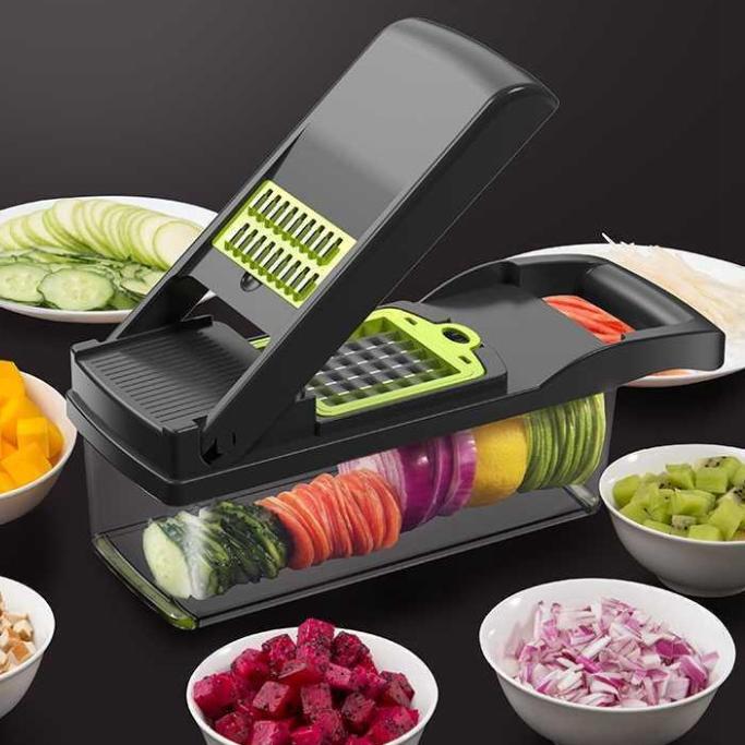 

Обновленная многофункциональная овощерезка, кухонные гаджеты, пресс для чеснока, стальное лезвие, картофелечистка, терка для моркови, кухонные аксессуары серый