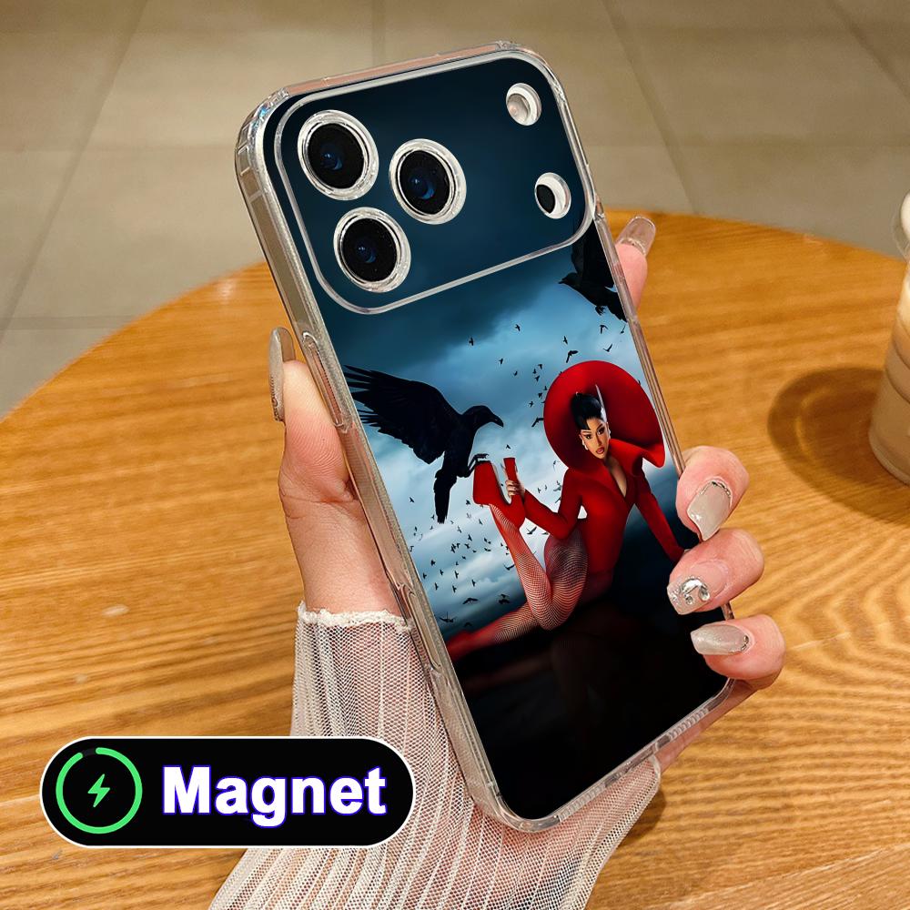 Cardi B Clear TPU Magsafe Mobile Phone Case for iPhone 17 16 15 14 13 12 11 Air Pro Max Plus Mini Colorful Cover