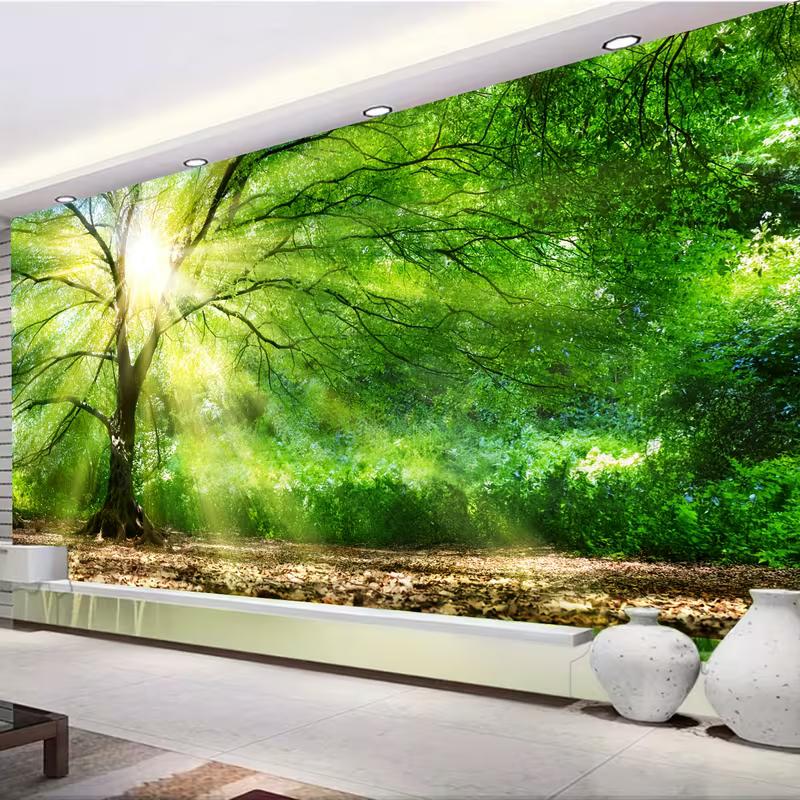 Enchanted Forest Tree Tapestry Sunshine Nature Landscape Wall Art for Home Aesthetic Decoration 47.2x31.5inch/120*80cm