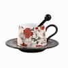 Vintage Oil Painting Fengge Sang Flower Coffee Cup and Saucer Set, High-end Exquisite Souvenir, Ceramic Flower Tea Cup Gift Box