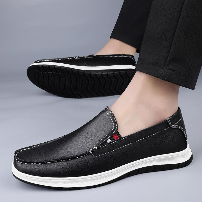 Fashion High Quality Split Leather Loafers Fashion Soft Soles Comfortable Business Office Shoes Men Slip-on Flat Bottomed Driving Shoes