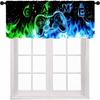 Gamer Curta Valance for Bedroom,Blue Green Flame Outer Space Gaming Game Controller Short Curta Treatment for Boys Kids Teen Living Room Playroom