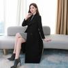 Women's Over-the-Knee Woolen Windbreaker Coat - Spring/Autumn 2024 Edition, Thick, Large Size, Lapel, Slim Waist, Extra Long.