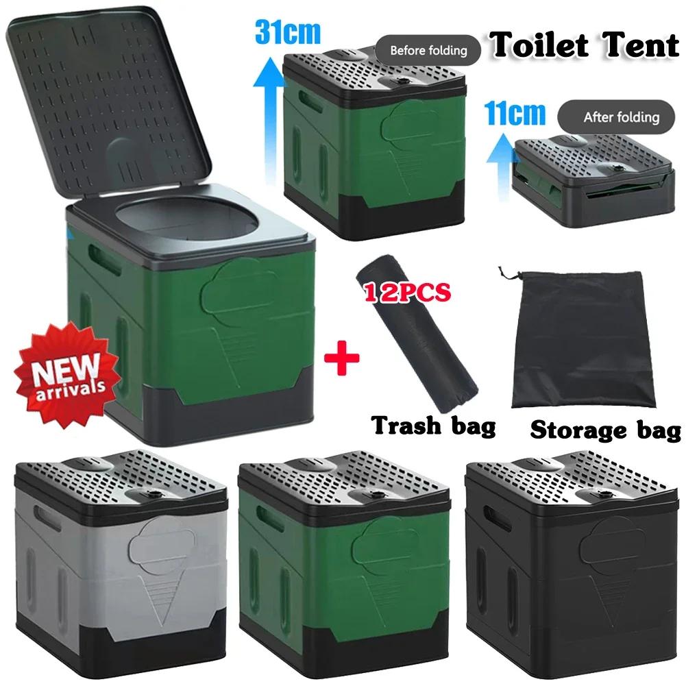 Folding Toilet Portable Outdoor Folding Toilet Strong Bearing Capacity Reusable Trash Can for Camping Hiking Trips