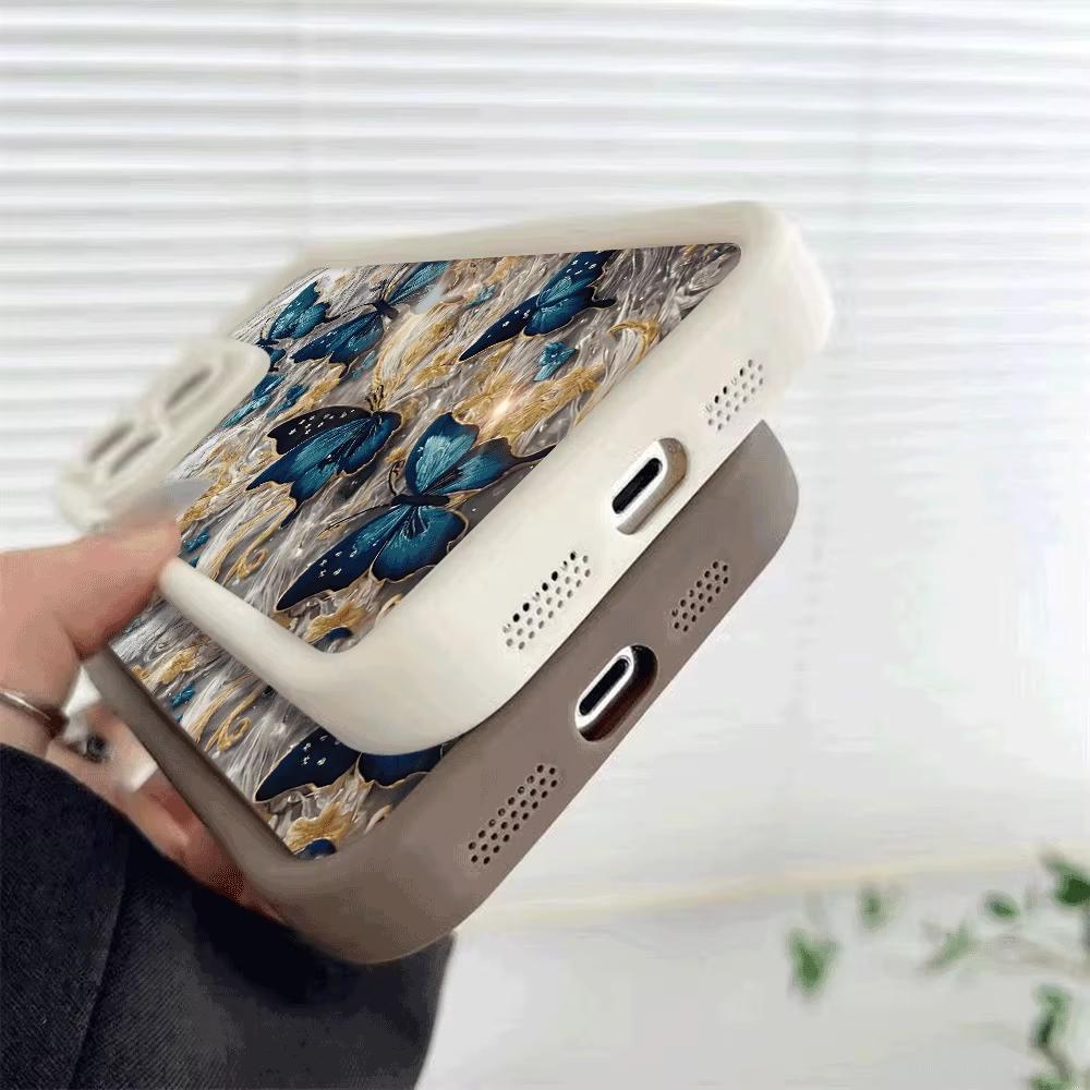 Blue Butterflies Shockproof Phone Case For iPhone 17 Pro Max 16E 15 Pro 14 13 12 11 Mini AIR XS XR XS 8Plus Anti-Slip Soft TPU