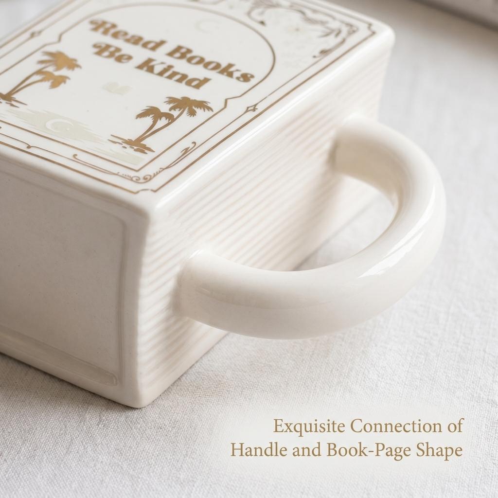 Ceramic Book Shaped Mug with Handle I Love Books Design Novelty Coffee Cup Unique Book Style Ceramic Mug for Home Office Use