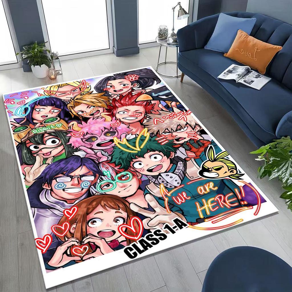 Anime My Hero Academia Deku Katsuki Kreslený koberec do ložnice obývacího pokoje na pohovku domů rohožka dekorace, dětská protiskluzová podložka na hraní