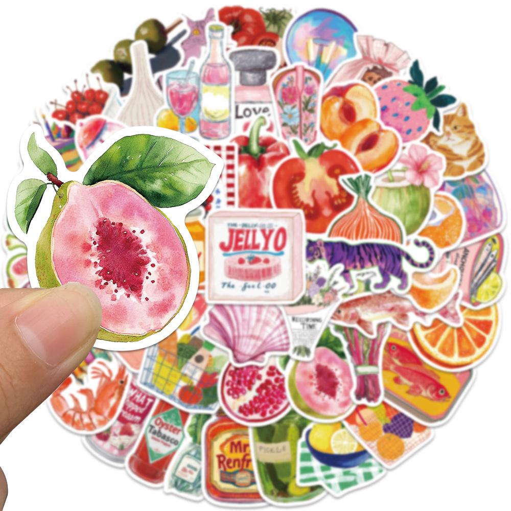 10/30/50pcs Mediterranean Tomato Graffiti Stickers Vintage Watercolor Art Aesthetic Decals Luggage Laptop Phone Sticker Toy Gift