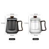 450ml Wooden Handle Vertical Stripe Heat-resistant Glass Tea Cup With Tea Infuser Filter Flower Tea Water Separation Tea Mug