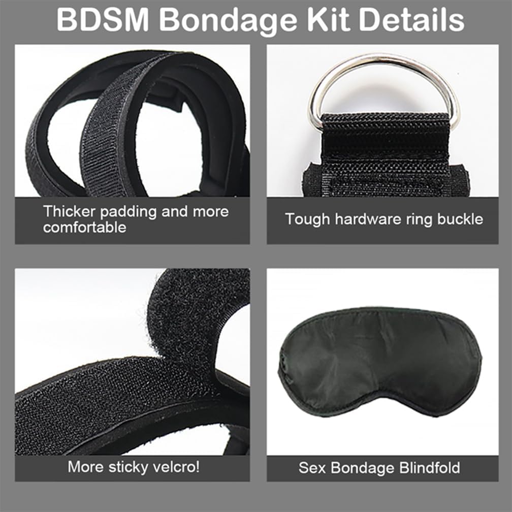 Sex Ropes and Restraints Bed Bondaged Straps Bed Chair BDSM Toys Sweater | Bed Tied up Sex Resistance Bands with Ankle Strap Door Frame Sex Cuff