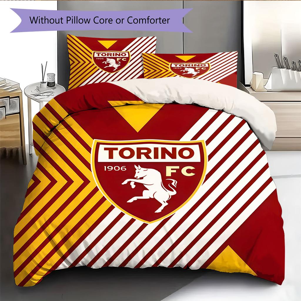 Torino F.C Bedding Quilt Set Quilt Cover Pillowcase Home Decoration Birthday Gift (1 * Duvet Cover + 2 * Pillowcase, Without Core)