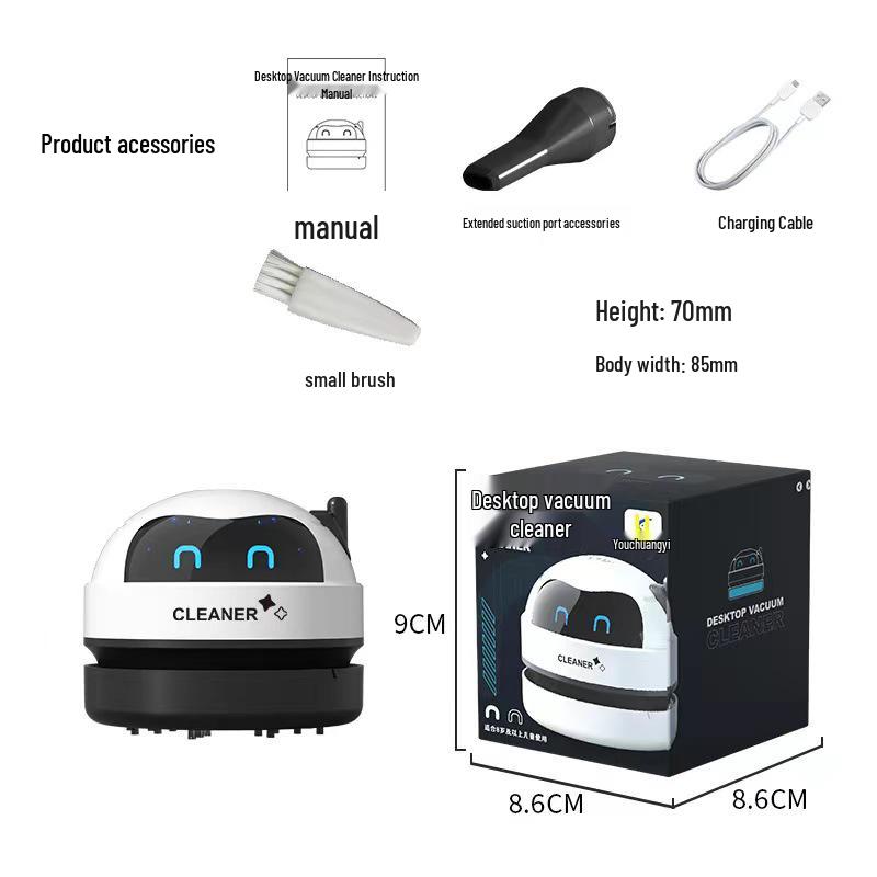 Cartoon Desktop Vacuum Cleaner for Eraser Shavings, Keyboard Dust, and Pencil Debris.