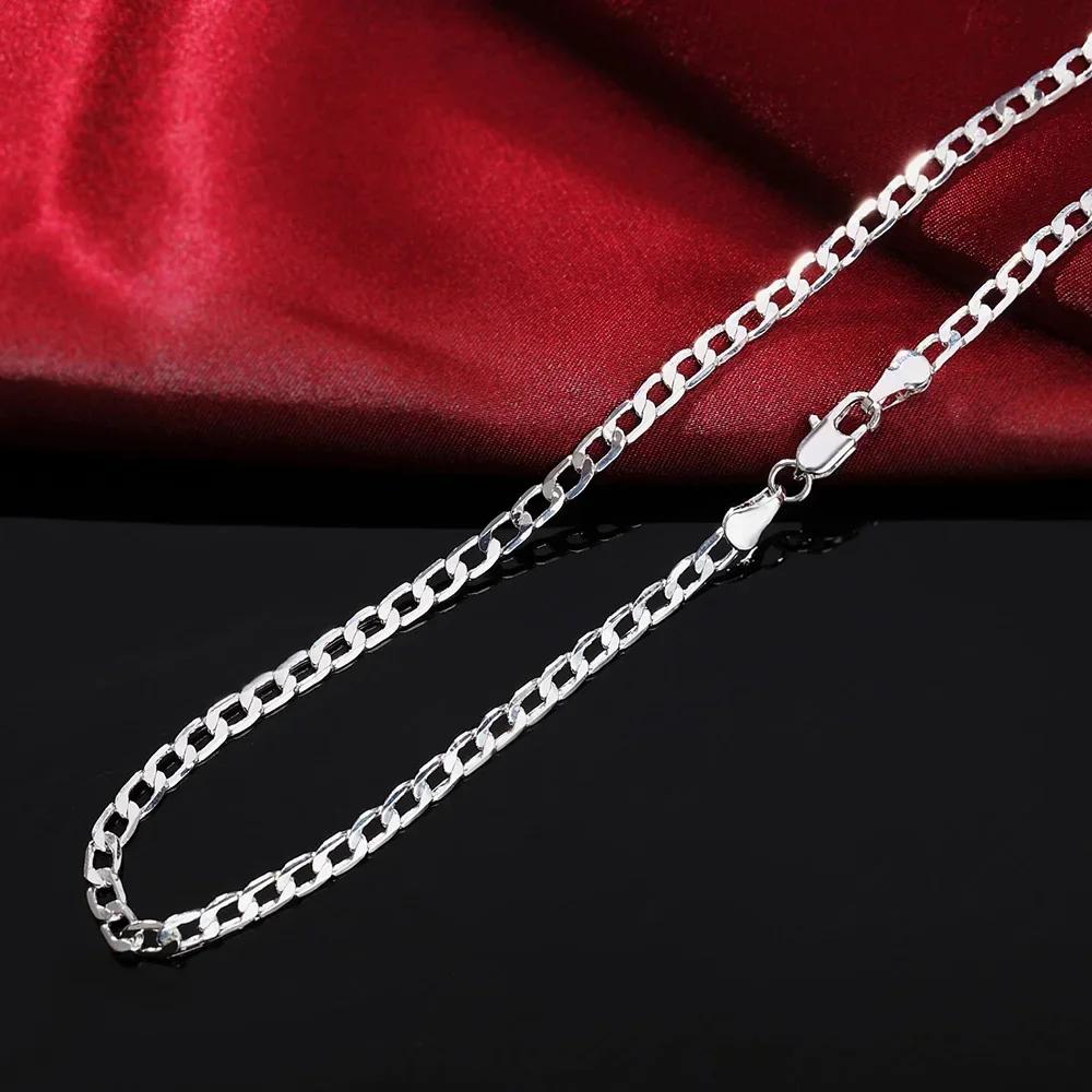Men's 925 Sterling Silver Necklace 2/4/6/8/10/12MM 40-75cm Chain Lobster Clasp Man And Women Engagement Jewelry