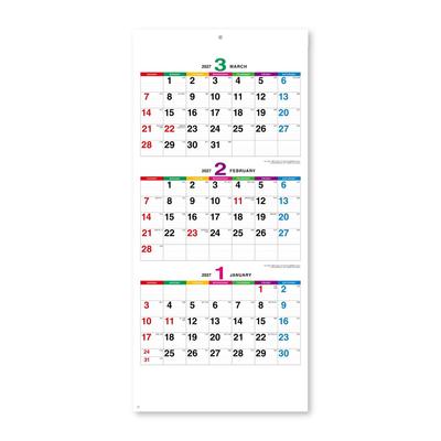 Shin Nippon Calendar 2027 Wall Calendar 3-Month View Color Line Memo Schedule Planner 610x280mm NK162 Japanese Stationery