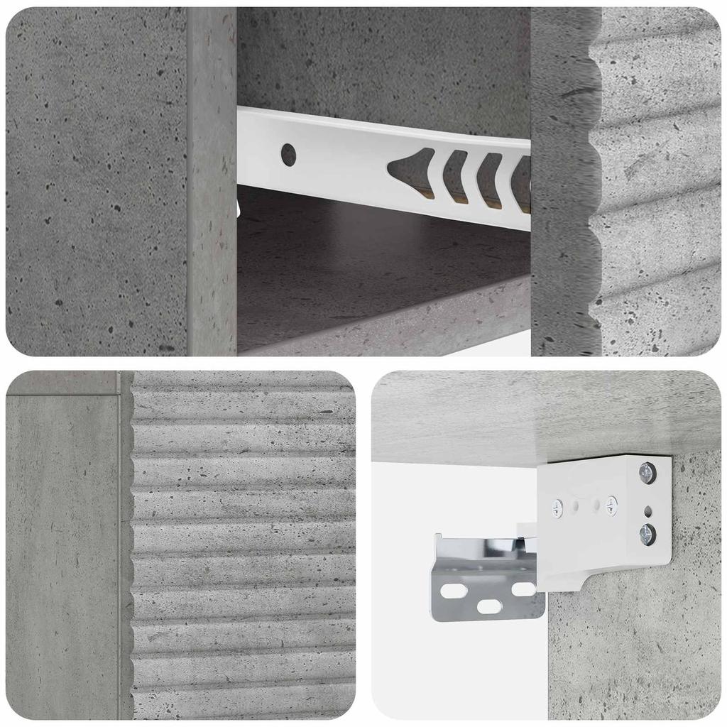 Wall Mounted Nightstand Set 2 pcs Concrete Grey 49 x 34.5 x 20 cm