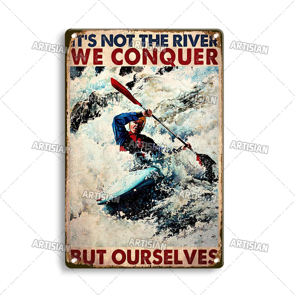 Artisian Rowing Metal Sign Surfing Tin Poster Kayaking Sport Decorative Plate Wall Decor Garage Bar Pub Club Hotel Cafe Kitchen