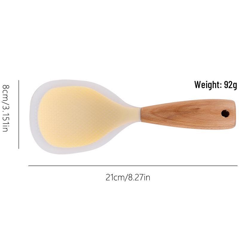 Silicone & Wood Non-Slip Heat Resistant Rice Serving Spoon