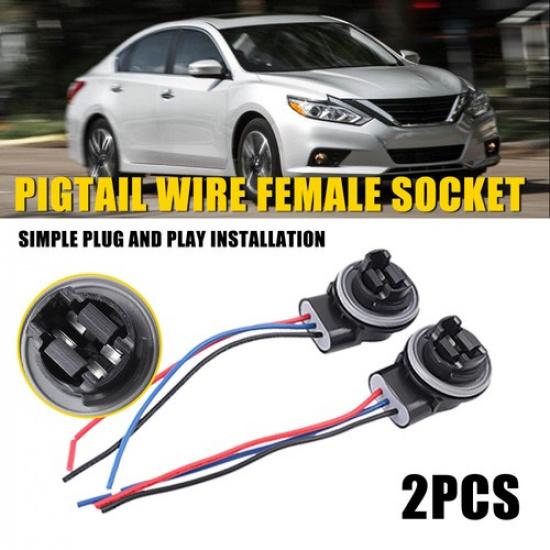2Pcs 4157 3157 Bulb Socket Pigtail Harness Wire Plug For Turn Signal Brake Light