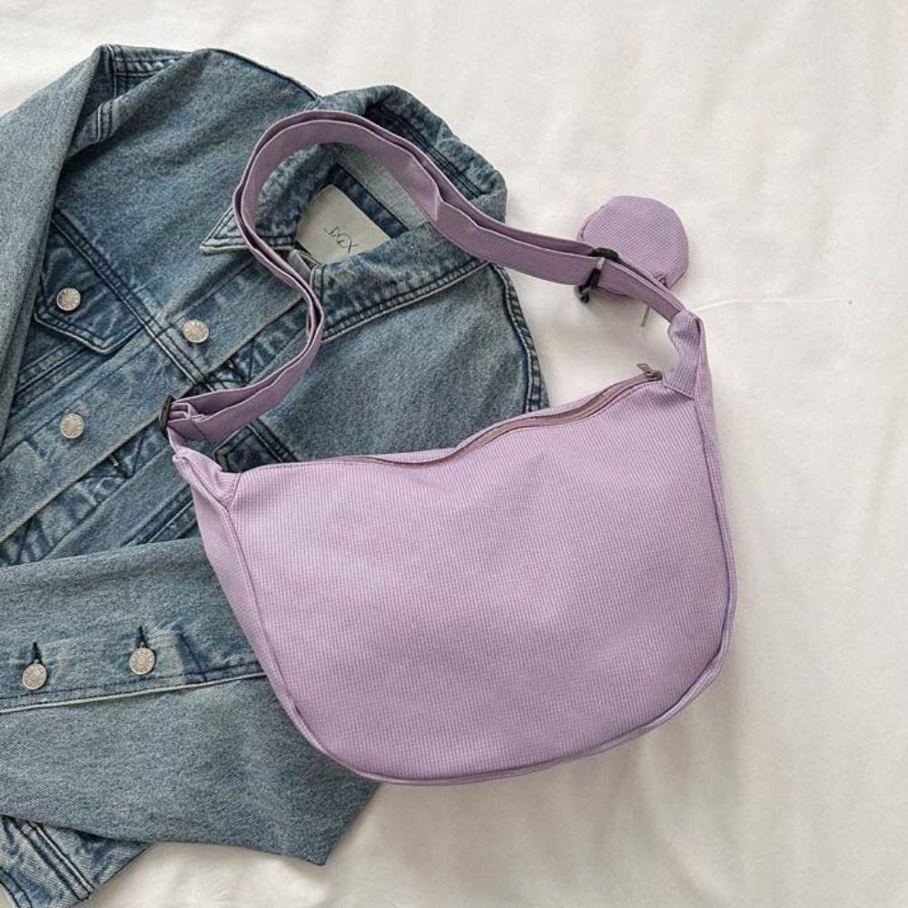 Geantă de umăr ușoară în stil coreean Culoare crem Geantă simplă tip gălușcă Femei