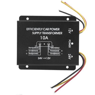 10A DC Power Converter 24V To 12V Voltage Buck Regulator Aluminum Alloy Shell for Car Stereo Radio