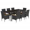 VidaXL Ensemble à manger de jardin et coussins 9 pcs noir rotin verre, ensemble de salle à manger d'extérieur 3278650