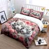 White Tigers Surrounded By Roses Bedding Set For Kids Luxury Gift 3Pcs Digital Print Comforter Set Soft Comfortable Breathable