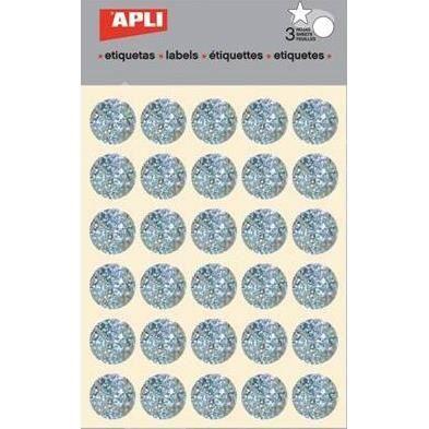 Gommettes rondes métallisées - APLI-AGIPA - Holographique Argent - 90 pièces - Ø 20 mm - Mixte