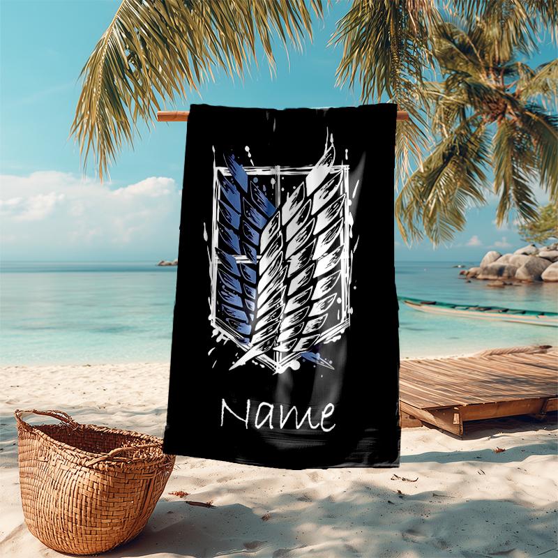 Personalized customized proof beach towel with Attack on Titan pattern - soft, absorbent, quick-drying, perfect swimming, camping&bathing