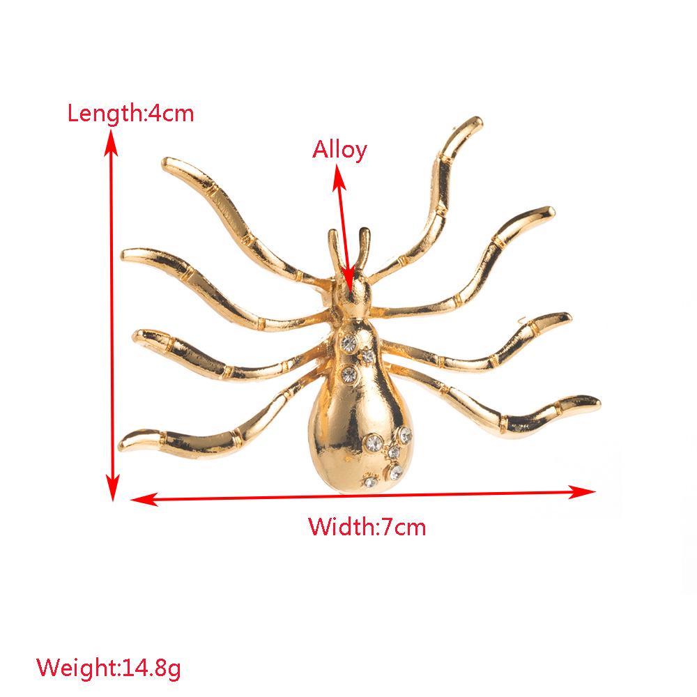 Trendy Spider Rhinestone Jewelry Set: Earrings, Necklace, Brooch, Ring