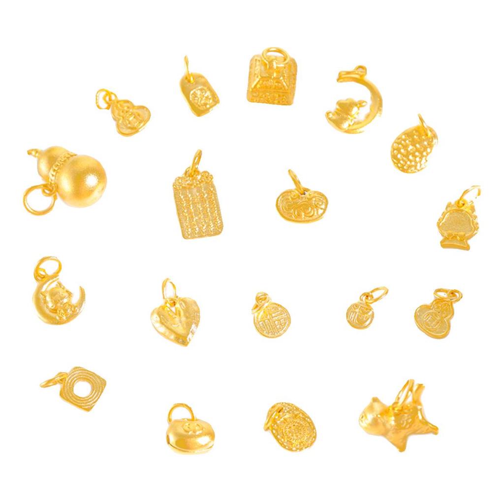 Golden Frosted Fu Ji Ruyi Star Dragon Gourd Pendant with Love Hammer Pattern
