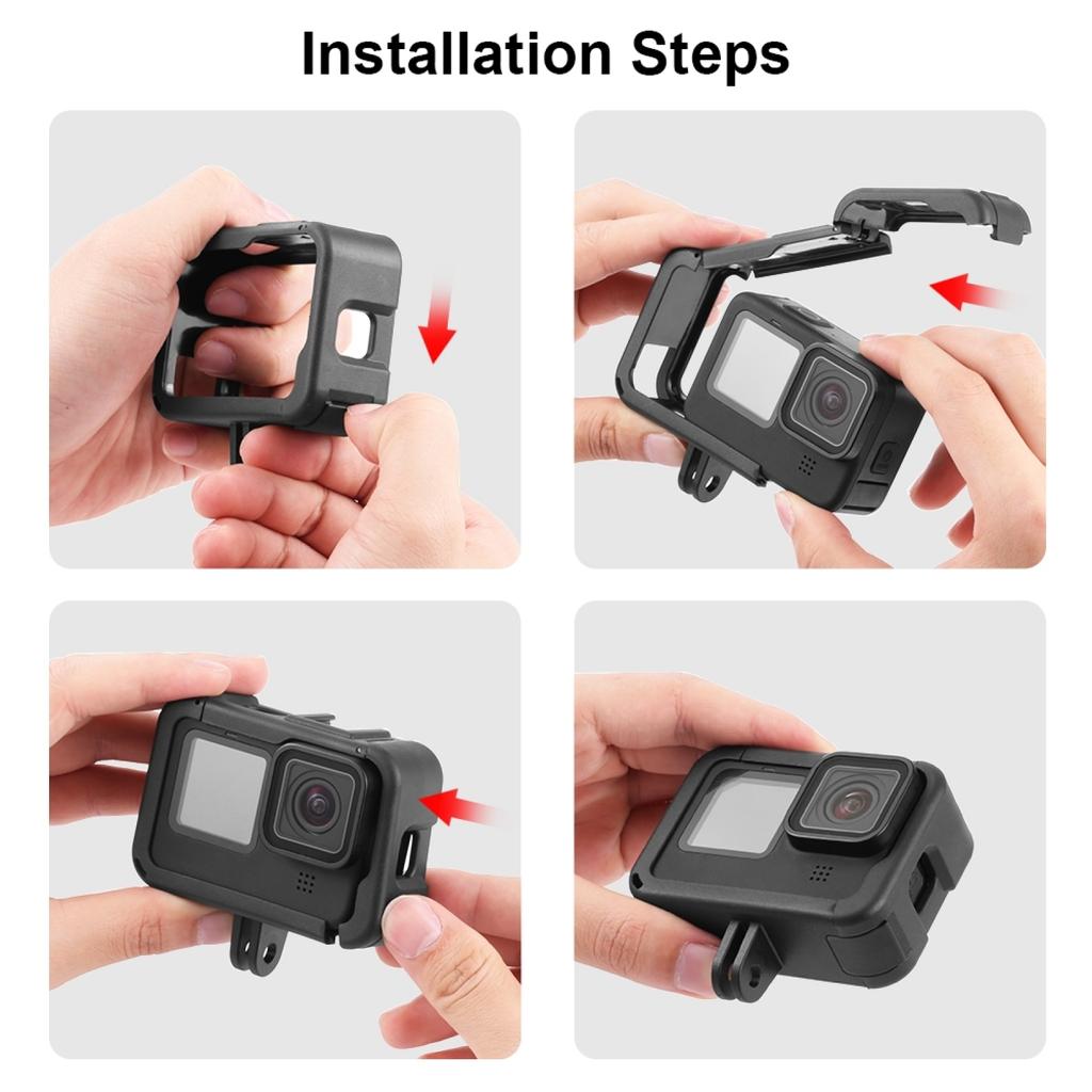PULUZ PU583B Protective Frame for GoPro Hero 11 Black/10 Black/9 Black Camera Cage with Charging Side Cover
