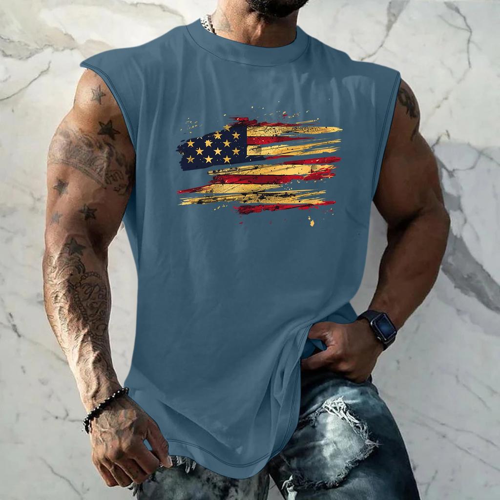 Men's Fitness Exercise Slimming Printed Waistcoat And Vest, Men's I-shaped Wide Shoulder And Back Center