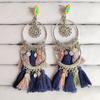 Boho Geometric Tassel Earrings: Ethnic Style, Retro Personality, Long Dangle Ornaments.