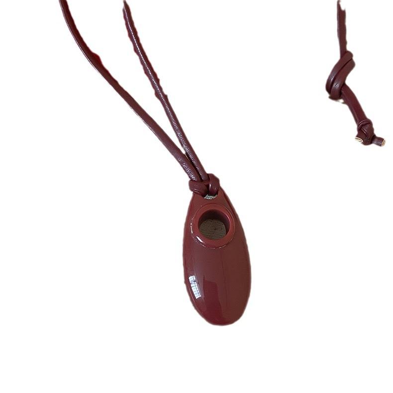 South Korean Niche Burgundy Lambskin Necklace with Sunflower Heart Pendant