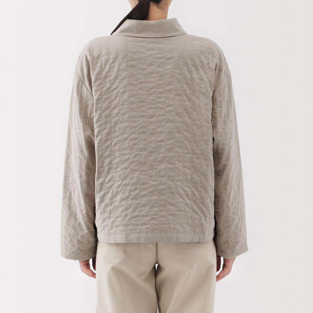 MUJI Kapok Blend Double Gauze Quilted Light Size M Women's Jacket, Beige, (BD103A5S)