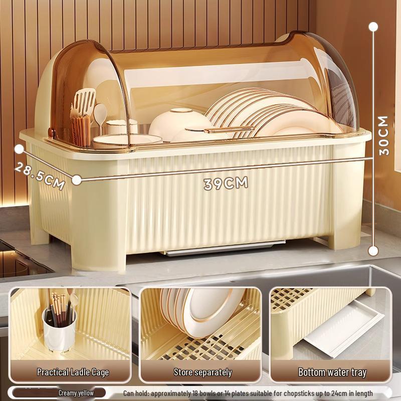 Multi-functional Kitchen Storage Rack with Lid for Bowls & Chopsticks