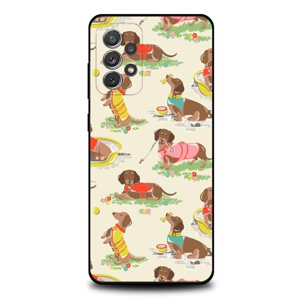 

Чехол для телефона такса Сосисочная собака Для Samsung S25,S24,S21,S22,S23,S30,Ultra,S20,Plus,Fe,Lite,Note,10,9,5G Черный Чехол Samsung S225G