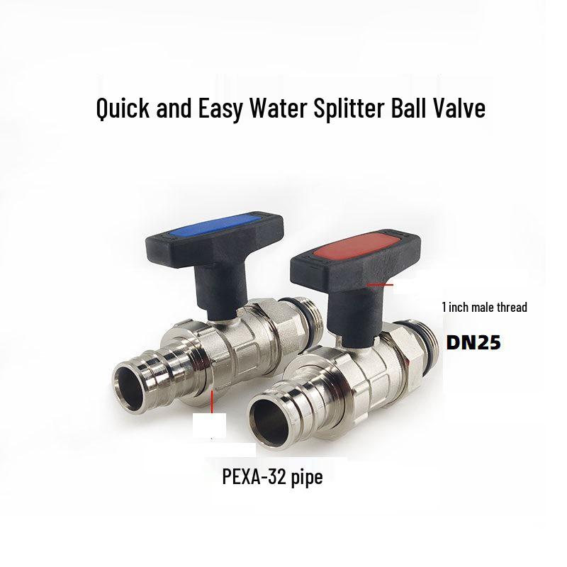 Quick Install 2-Way Splitter Valve: Straight-Angle Ball Valve for PEXA, QE-Compatible
