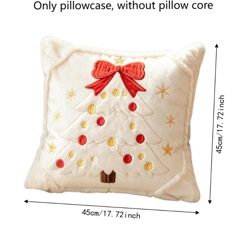 Soft Christmas Pillow Cover Santa Claus Bowknot Throw Cushion Case Square 45cm 17.72in Xmas Tree Pillowslip Home Decor