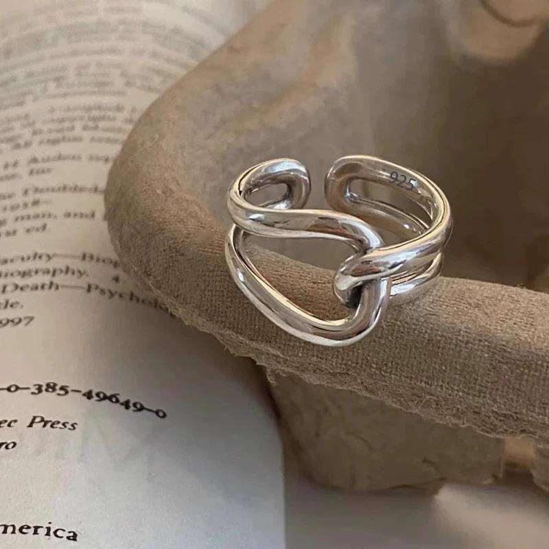 925 Silver Rings for Women Couple Minimalist Handmade Simple Blue Stone Star Ring Party Jewelry Gift Prevent Allergy