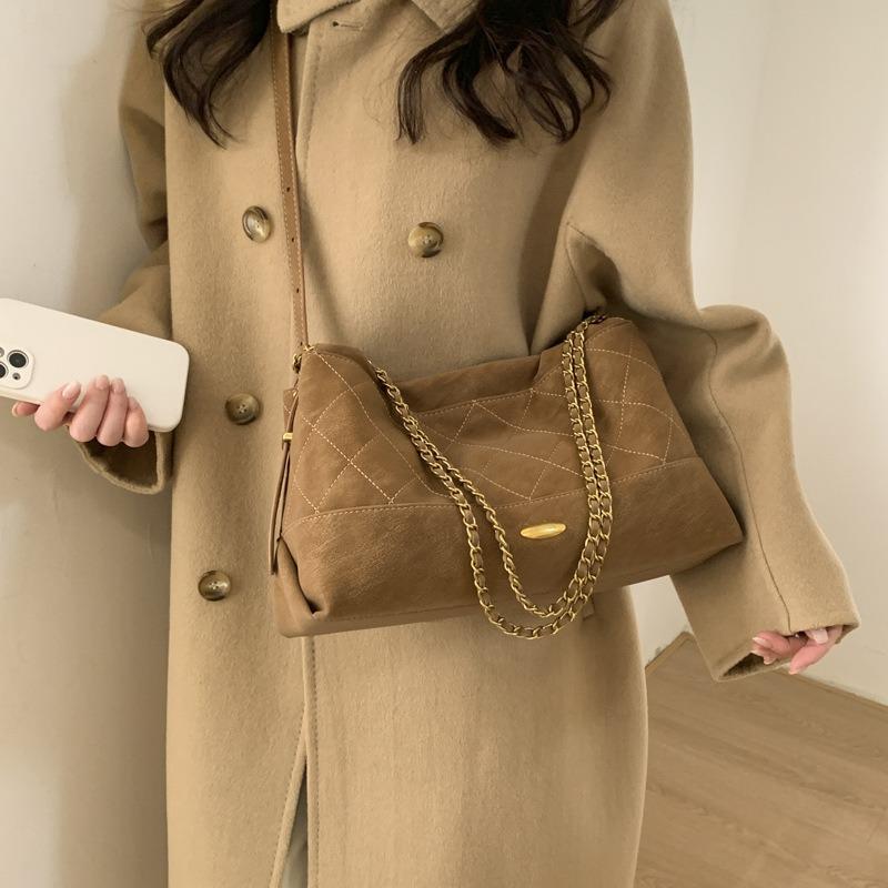 Torba shopper z drobnym kwiatowym wzorem, retro wzór rombów, łańcuszkowy pasek, do codziennego dojazdu, torba pod pachę