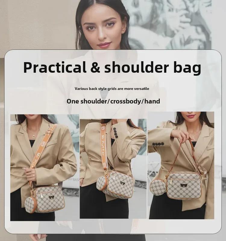 Women's Contrast Color Print Backpack & Crossbody Bag Set